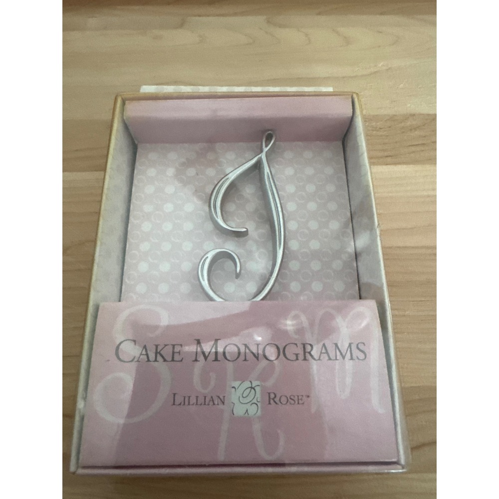 Lillian Rose Cake Monogram Letter J Silver Wedding Cake Topper Anniversary Decor